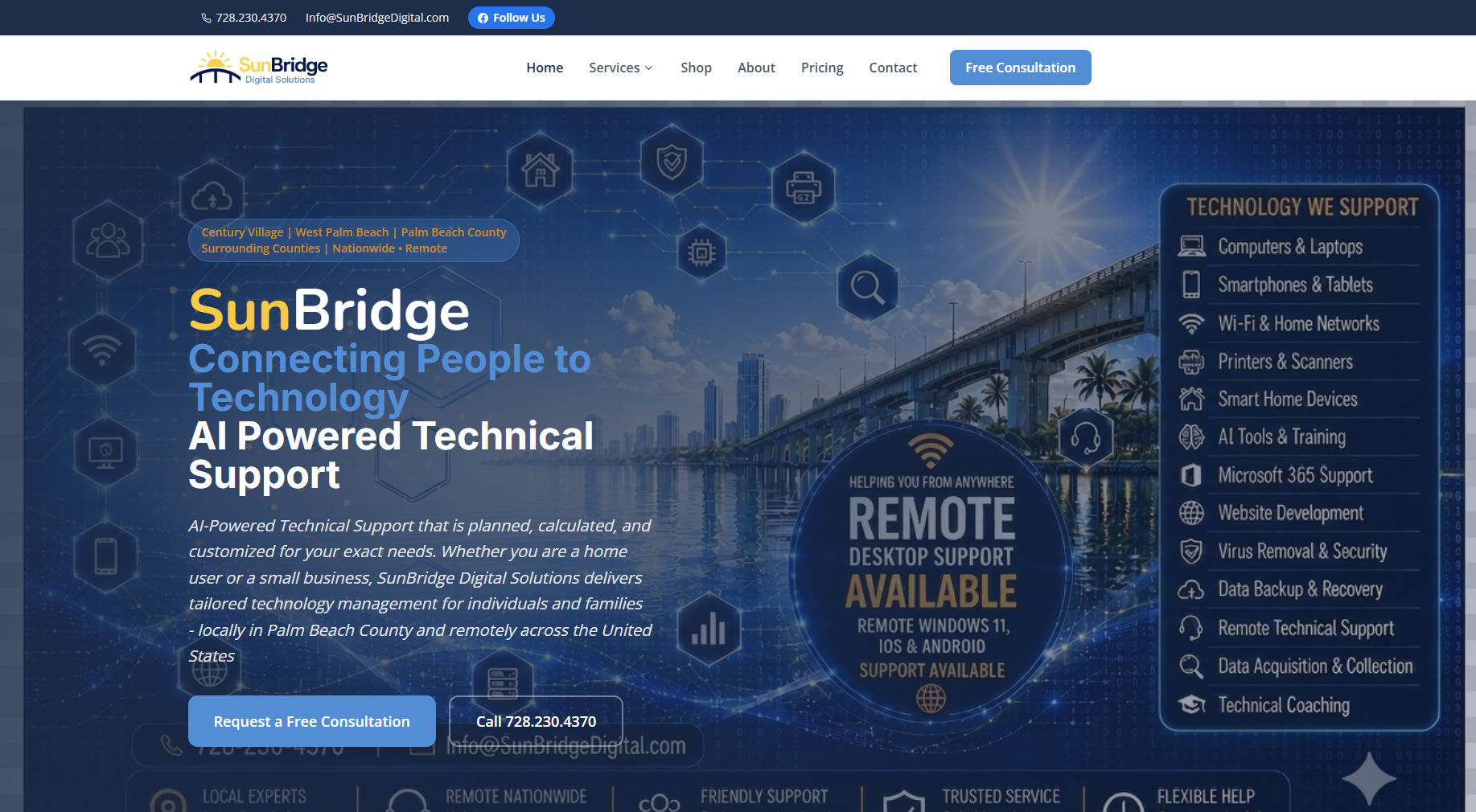 SunBridge Digital Solutions live website screenshot